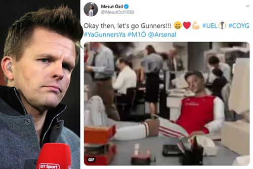 Mesut Ozil offered BT Sport pundit role as Arsenal outcast watches Rapid Vienna game on TV and jokes about doing no work