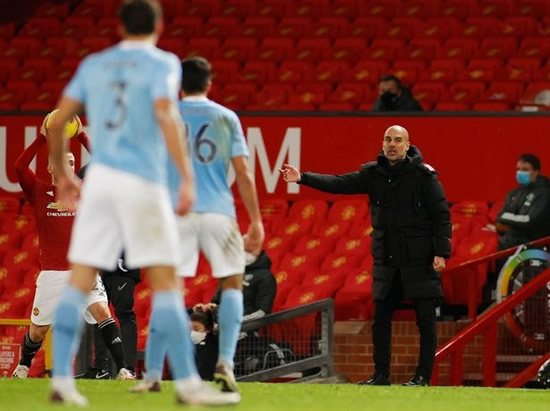 Michael Carrick and Pep Guardiola's intense chat after Manchester derby confuses fans