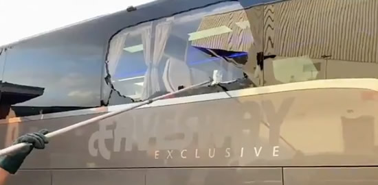Real Madrid bus window smashed outside Anfield as Liverpool fans gather