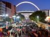 Wembley Way is a blur as fans stream to the match. They're expecting 18,000 Poland fans to be among the crowd tonight. The big team news for England is that Chris Smalling will play at right back in place of the suspended Kyle Walker