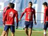 Paraguay were training before their quarter-final clash with Brazil on Saturday.