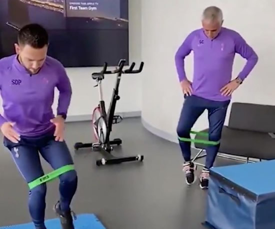 Jose Mourinho leads Spurs virtual training sessions on exercise bike - as players call in on Zoom