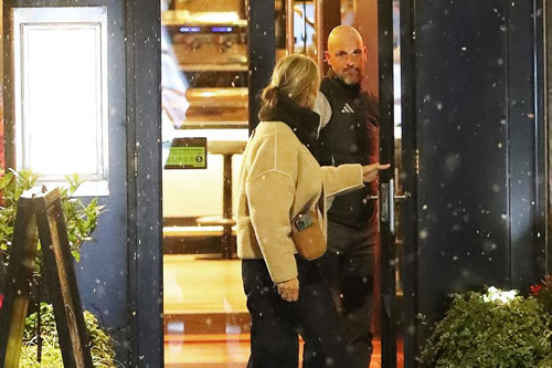 Erik ten Hag spotted making snowy Manchester return as Ruben Amorim takes training