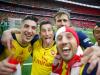 A selfie taken by Santi Cazorla of him (front) with Hector Bellerin, Laurent Koscielny, Nacho Monreal and Alex Oxlade-Chamberlain amid Arsenal celebrations just after the final whistle. 