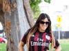 She came under fire after posing in an AC Milan shirt in 2016
